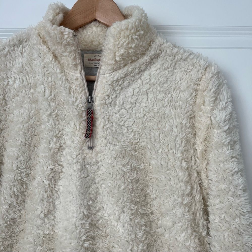 Weatherproof Original Cream 1/4 Zip Pullover Sherpa Sweater Sweatshirt - Size S